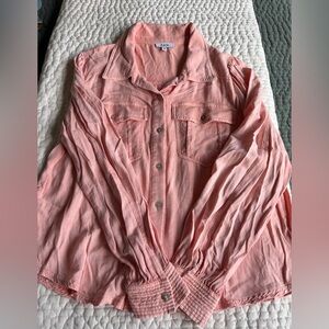 Fate Pink Button-Up Blouse with shell buttons